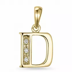 Buchstab d diamant anhänger in 9 karat gold 0,02 ct