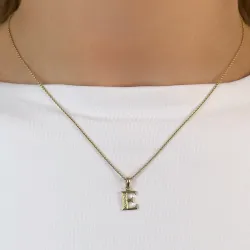 Buchstab e diamant anhänger in 9 karat gold 0,02 ct