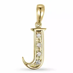 Buchstab j diamant anhänger in 9 karat gold 0,03 ct