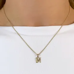 Buchstab m diamantanhänger in 9 karat gold 0,02 ct
