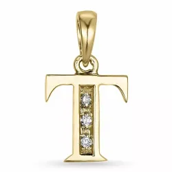 Buchstab t diamant anhänger in 9 karat gold 0,02 ct