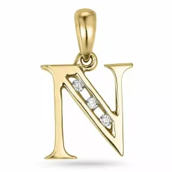 buchstab n Diamant Anhänger in 9 karat Gold 0,03 ct