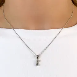 Buchstab k diamant anhänger in 9 karat weißgold 0,06 ct