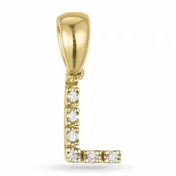 Buchstab l diamant anhänger in 9 karat gold 0,03 ct