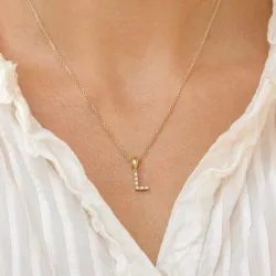 Buchstab l diamant anhänger in 9 karat gold 0,03 ct