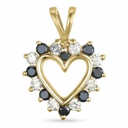 Herz schwarz Diamant Anhänger in 9 karat Gold 0,13 ct 0,12 ct