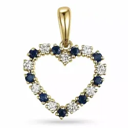 Herz Saphir Diamantanhänger in 9 karat Gold 0,20 ct 0,29 ct