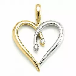 Herz diamant anhänger in 9 karat gold- und weißgold 0,03 ct ct