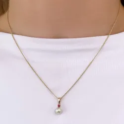 Perle Anhänger in 9 karat Gold 0,07 ct