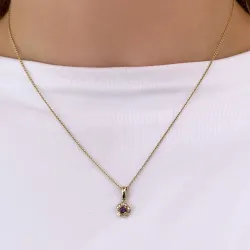 Blumen amethyst diamantanhänger in 9 karat gold 0,04 ct 0,12 ct