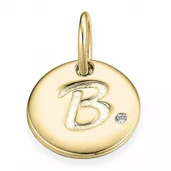 Buchstab b diamantanhänger in 9 karat gold 0,01 ct