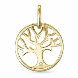 Lebensbaum Diamant Anhänger in 9 karat Gold 0,01 ct