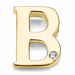 Buchstab b diamant anhänger in 9 karat gold 0,01 ct