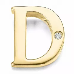 Buchstab d diamant anhänger in 9 karat gold 0,01 ct