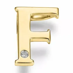 Buchstab f diamant anhänger in 9 karat gold 0,01 ct