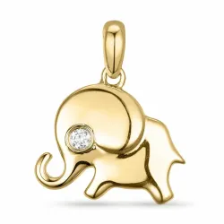 Elefant Diamant Anhänger in 9 karat Gold 0,02 ct