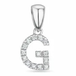 buchstab g Diamant Anhänger in 9 karat Weißgold 0,074 ct