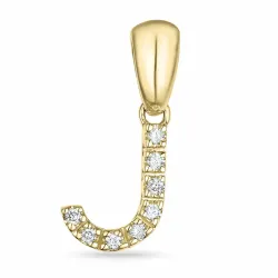 buchstab j Diamant Anhänger in 9 karat Gold 0,071 ct