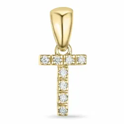 buchstab t Diamant Anhänger in 9 karat Gold 0,051 ct