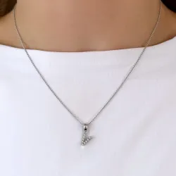 buchstab v Diamant Anhänger in 9 karat Weißgold 0,065 ct
