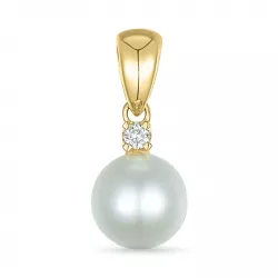 Perle Diamantanhänger in 9 karat Gold 0,03 ct