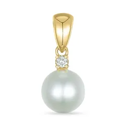 Perle Diamantanhänger in 9 karat Gold 0,03 ct