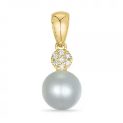 Perle Diamantanhänger in 9 karat Gold 0,04 ct