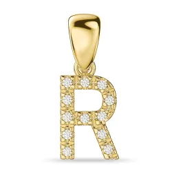 buchstab r Diamant Anhänger in 14 karat Gold 0,08 ct