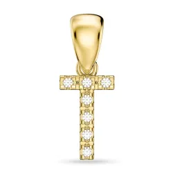 buchstab t Diamant Anhänger in 9 karat Gold 0,05 ct