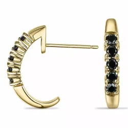 schwarzem Diamant Halbkreolen in 9 Karat Gold mit Diamant 