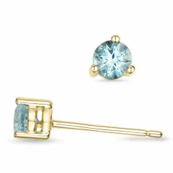 2 x 0,18 ct Aquamarin Solitärohrstecker in 9 Karat Gold mit Aquamarin