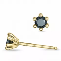 2 x 0,20 ct schwarzem Diamant Solitärohrstecker in 9 Karat Gold mit schwarz Diamant 
