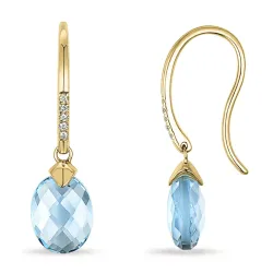 Blautopas Diamantohrringe in 9 Karat Gold mit Topas und Diamant 