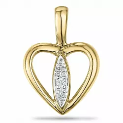 Herz Diamant Anhänger in 9 karat Gold- und Weißgold 0,007 ct