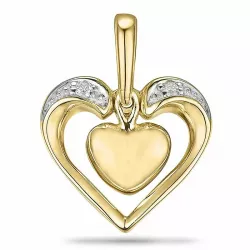 Herz Diamant Anhänger in 9 karat Gold- und Weißgold 0,02 ct