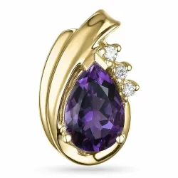 Amethyst diamantanhänger in 9 karat gold 0,03 ct 1,35 ct