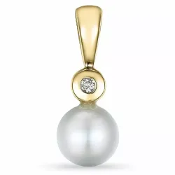 Perle Diamantanhänger in 9 karat Gold 0,01 ct