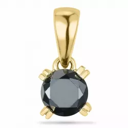 Runder schwarzem diamant anhänger in 9 karat gold 0,25 ct