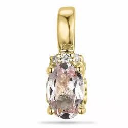 Ovaler morganit diamantanhänger in 9 karat gold 0,03 ct 0,42 ct