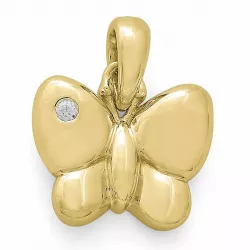 Schmetterlinge diamantanhänger in 9 karat gold 0,01 ct