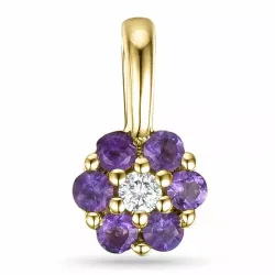 Elegant runder amethyst anhänger in 9 karat gold 0,02 ct ct 0,12 ct