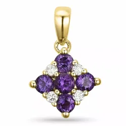viereckigem Amethyst Anhänger in 9 karat Gold 0,05 ct  ct 0,30 ct