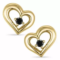 Herz schwarzem Diamant Ohrstecker in 9 Karat Gold mit schwarz Diamant 