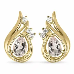 Morganit diamantohrringe in 9 karat gold mit diamanten und morganit 