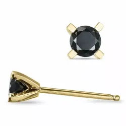 schwarz Diamant Solitärohrstecker in 9 Karat Gold mit Diamant 
