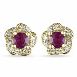 Blumen rubin diamantohrringe in 9 karat gold mit diamanten und rubinen 