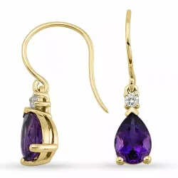 Lange tropfen amethyst diamantohrringe in 9 karat gold mit diamanten und amethysten