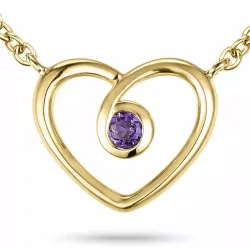 Herz amethyst anhänger mit halskette aus 9 karat gold