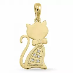 Katze diamantanhänger in 9 karat gold 0,02 ct