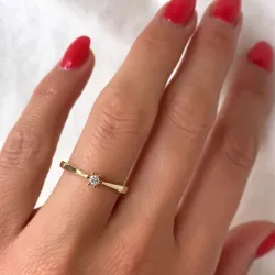 Kampagne - Solitärring in 14 Karat Gold 0,05 ct